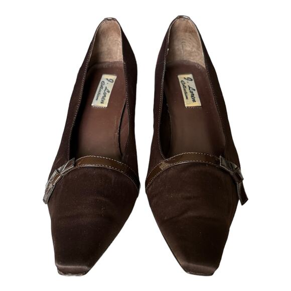 J. Loren Collection vintage brown fabric covered pumps with square toes size 8.5 - Picture 8 of 16